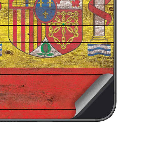 Spain Flag Dark Wood Galaxy A14 5G Skin